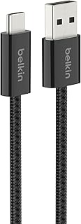 Belkin USB A to USB C Cable, 3.3ft, 15W - Type C Charger, iPhone Charger Cord, Soft, Braided, Flexib