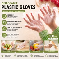 KONNICHI 5Pkt 100pcs Disposable Plastic Gloves AS Hygiene Restaurant Catering Sarung Tangan Plastik
