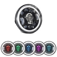 . 23cm Skull Wrangler Headlight Harley Motorcycle Spotlight Modified Car led Light NKRB