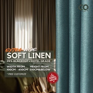 Co.Curtain Soft Linen Hotel Grade 99% Blackout Curtain Height 310cm Langsir Tebal 窗帘 [Free Hook/Ring