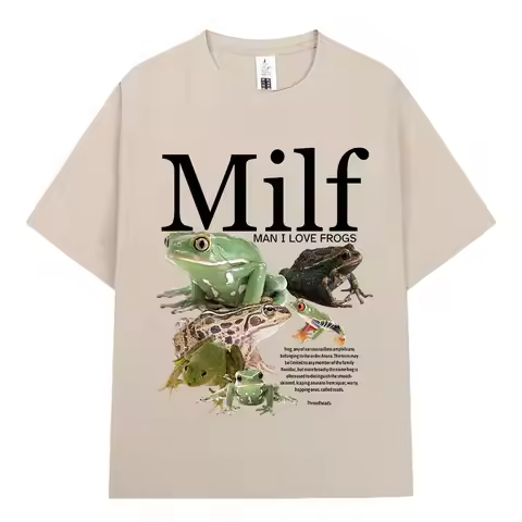 MILF Man I Love Frogs T Shirt Funny Frog Amphibian Lovers Vintage T-shirts Men Cotton Oversized Shor