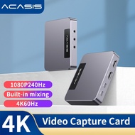 ACASIS HDMI 4K60HZ HDR/VRR Game Live Capture Card 4K Input 4K60HZ,2K144HZ,1080P240HZ Output USB3.0 Audio Video Record DSLR Camera Action Cam Camcorder Stream Gaming Support RGB