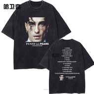 Album singer Damiano David peripheral printed short sleeved T-shirt retro washed casual men and wome