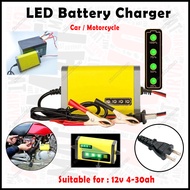 DC12V 2A-3A LED Battery Charger Car Motorcycle E-bike Smart Power Charger Starter 4-30AH Pengecas Ba