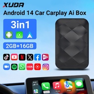 XUDA Android14 Wireless CarPlay/Android Auto 3in1 กล่อง CarPlay Ai ใหม่ 4 คอร์ แรม 4GB+ รอม 64GB เสี