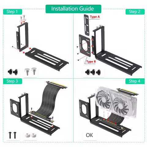 Vertical GPU Mount Bracket, 2 Slots Graphics Card Holder with Hardware, eGPU Dock, External GPU Dock