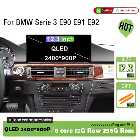 Android OS GPS for BMW Serie 3 E90 E91 E92 2004 - 2012 Carplay CCC CIC System Auto Radio Bluetooth T