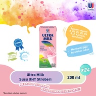Ultra Milk Susu UHT Stroberi 200ml - 1 Dus Isi 24 pcs