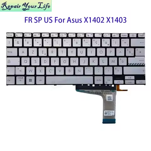 UK US English Spanish French AZERTY Keyboard Backlight For ASUS VivoBook X1402 X1403 X1404 S1404 X14