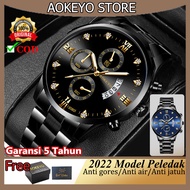 AOKEYO jam tangan pria 5080 jam tangan cowok dewasa anti air ori Luxury Stainless Steel （Free BOX+Kartu Garansi）