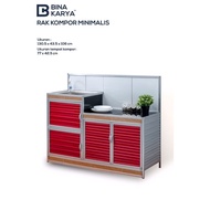 RAK PIRING / RAK KOMPOR DAN WASTAFEL MINIMALIS ALUMINIUM