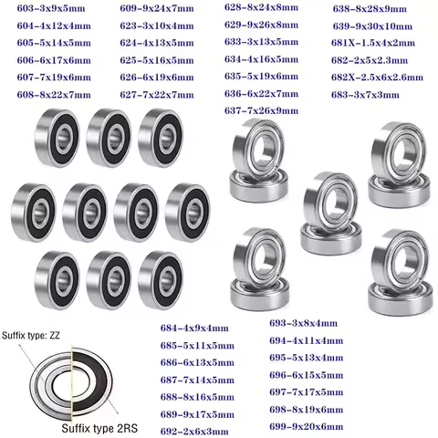 10Pcs/lot 603-699 Miniature Deep Groove Ball Bearing 604 605 606 608 623 624 626 628 686 687 688 692