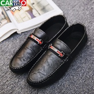 A-6💚Cartelo Crocodile（CARTELO）Fashion2024British Personalized Social Loafers Men's Black Summer Breathable Fashion Shoes