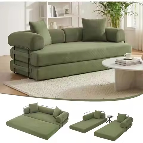 78.5 Convertible Sofa Bed, 5-in-1 Upholstered Couch, Corduroy Cloud Sofa, Compact Foldable Sleeper S