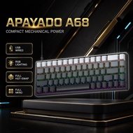 APAYADO A68 Wired Hot‑Swappable Mechanical Keyboard Full N‑Key Rollover Dual LED Lighting Style Red/