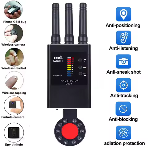 Anti Spy Wireless RF Signal Detector Bug GSM GPS Tracker IR Hidden Cameras Eavesdropping Devices Mil