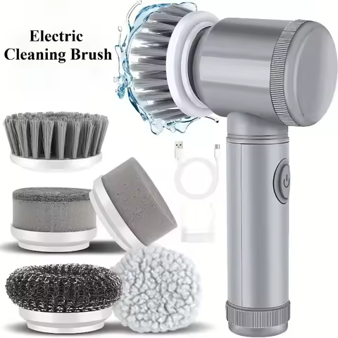 Electric Spin Scrubber, Bathroom Cordless Cleaning Brush Power Scrubber with 5 Replaceable Brush Hea