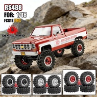 4pcs 64mm 1.3" Metal Beadlock Wheel 7mm Hex and Tire for 1/18 1/24 FCX24 FCX24M TRX4M SCX24 AX24 FCX