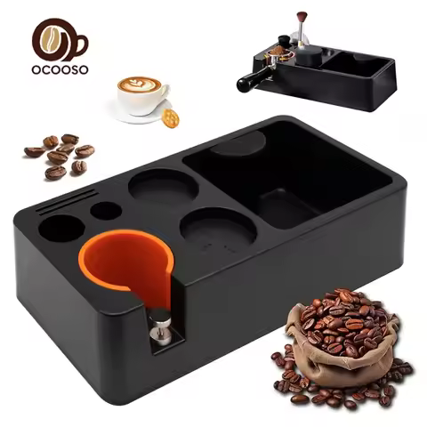 OCOOSO 51-58mm Coffee Tamper Station Espresso Knock Box Removable Knock Bin Nonslip Espresso Tamping
