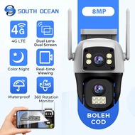 South Ocean 8MP Dual Lens Dual Screen CCTV Wireless WiFi Waterproof Outdoor 4G Sim Card Surveillance