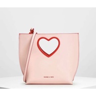 Charles & Keith Heart Handle Bucket Cute Mini Sling Bag