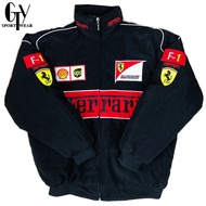 Ferrari F1 Retro Racing Jacket Full Embroidery Men Premium Motorcycle Parachute Windbreaker Sport Co
