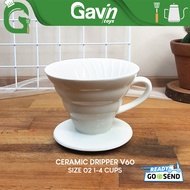 Dripper Ceramic V60 Size 02 White Coffee Drip V60 Pour over Coffee 1-4 cup White Ceramic