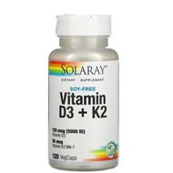 Solaray, Vitamin D3 + K2, Soy Free, 120 VegCaps