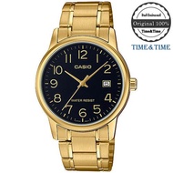 Time&amp;Time CASIO Standard นาฬิกาข้อมือผู้ชาย สีทอง/ดำ สายสแตนเลส รุ่น MTP-V002G-1BUDF (ประกัน CMG)