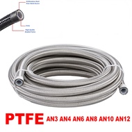 Ptfe Univesal An3 4 6 8 10 12an Fuel Line Hose Nylon Braided Pipe Brake Hose E85 Gas Oil Cooler Tube