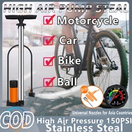 High Pressure Air Pump For Bike Pump With 160PSI Air Pump Manual Bicycle Pump Tire Inflator Steal