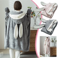 Shawl Blanket Wearable Cloak Blanket with Hooded Rabbit Ear Bed Blanket Warm Blanket