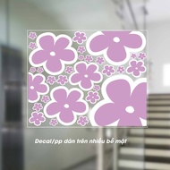 Decal Sticker Hoa Tulip Cute Dán Gương Decor Cửa Kính Trang Trí Cửa Hàng Màu Sắc Tươi Tắn Pastel
