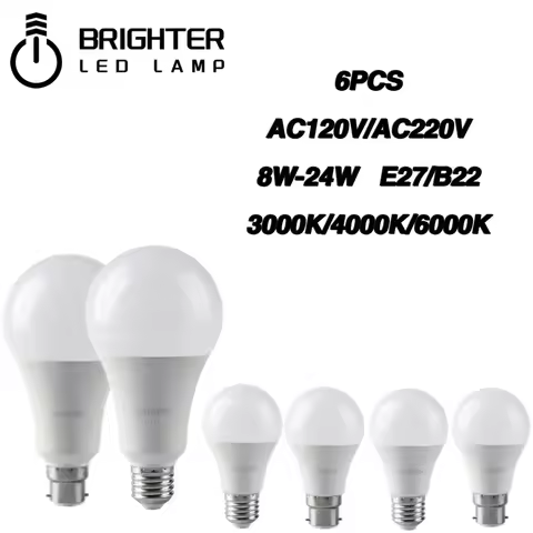 6 pcs A60/A80 LED Bulb 8W 9W 10W 12W 15W 18W 20W 24W AC120/220V E27/ B22 Base 3000/4000/6000K for be