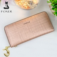 FOXER ผู้หญิงแยกหนังกระเป๋าสตางค์ Bifold กระเป๋าถือกับข้อมือ ผู้ถือบัตรแฟชั่นเหรียญกระเป๋าสตางค์โทรศ