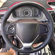 DIY Hand-stitched Carbon Fiber Leather For Honda CRV 2012 2013 2014 Car Steering Wheel Cover Car Acc