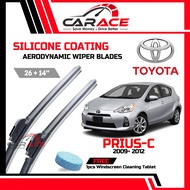 Toyota Prius-C 2009-2012 | CARACE Aerodynamic SILICONE Wiper Blades 26"+14" | Toyota Prius-C Wiper Silicone(1Set)