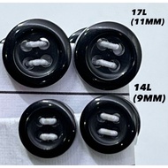 KEMEJA Black collar and shirt buttons, sizes 17L, 14L 11mm and 9mm, EXPORT QUALITY C12501-17 and 14 