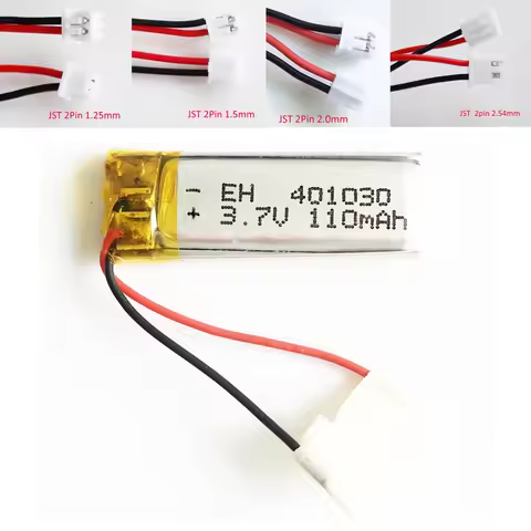 3.7V 110mAh Lipo Li ion Rechargeable Battery 401030 with JST 2Pin Plug For MP3 GPS Bluetooth Headset