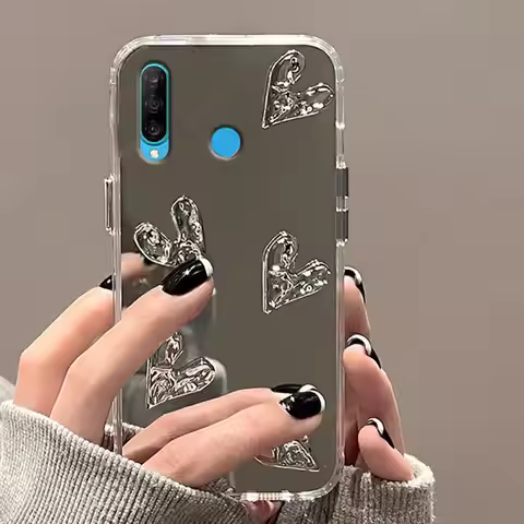 Mirror 3D Love Heart Silicone Case For Huawei P30 Lite P40 P50 P60 Pro Mate 10 P 30 50 Back Cover P3
