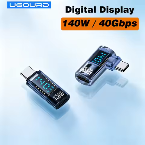 UGOURD USB4 40Gbps Side Bend USB-C Adapter 90 Degree Bend cable Connector for Laptop and Tablet 140W