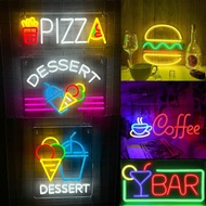 Customized Creative Burger Neon Sign Pizza Signage Cafe Decor Hanging LED Acrylic Sign for Restauran