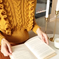 絞花針織毛衣 短款毛衣 女式手工針織毛衣