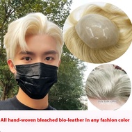 Hand Woven 613 # Color Ultra-thin Biological Scalp Men Toupee Breathable Male Wigs 100% Human Hair S