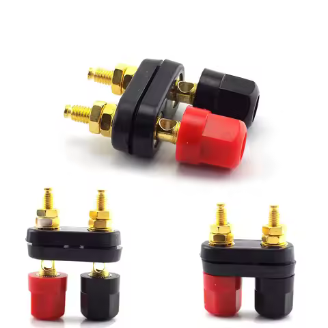 DIY Amplifier Plugs 4mm Banana Connectors Couple Terminals Plug Dual Jack Socket Binding Post Red Bl