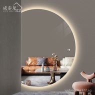 [FREE SHIPPING]Semicircle Slightly Luxury Decoration Smart Dresser Dresser Mirror Body Home Wall Mount Wall Entrance Bathroom Mirror Arc