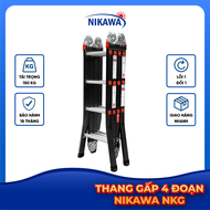 Thang Nhôm Gấp 4 Đoạn Đa Năng Nikawa Chữ A 186 m cải tiến mới Sử dụng dạng A I M U Bảo hành 18 thán