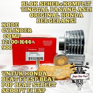 ORI ASLI BLOK SEHER CYLINDER KODE(1210-K44-VOO) PISTON RING KOMPLIT ORIGINAL HONDA ORI AHM K44 BEAT 