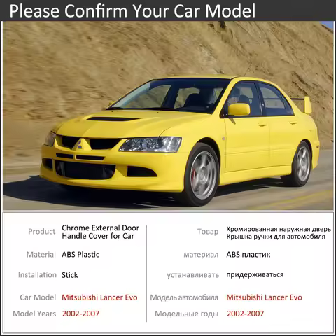 Chrome Car Door Handle Cover for Mitsubishi Lancer Evo VII VIII IX 7 8 9 2002~2007 Trim Set Exterior