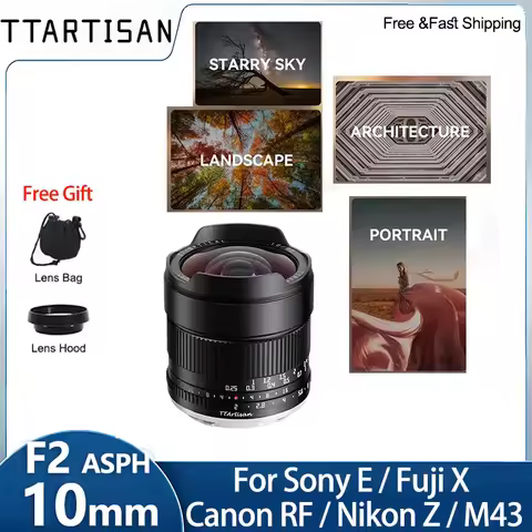 TTArtisan 10mm F2 APS-C 105° Starry Sky Ultra-wide Angle Prime Lens for Sony ZV-E10 A7III A6700 Niko